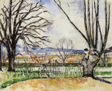 Репродукция картины "the trees of jas de bouffan in spring" художника "сезанн поль"