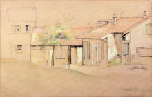 Репродукция картины "cottages" художника "сезанн поль"