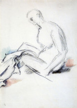 Репродукция картины "seated nude" художника "сезанн поль"