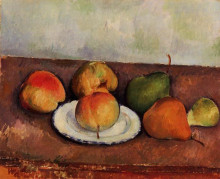 Картина "still life plate and fruit" художника "сезанн поль"