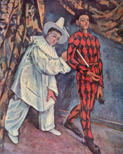 Репродукция картины "pierrot and harlequin (mardi gras)" художника "сезанн поль"