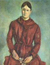 Репродукция картины "portrait of madame cezanne in a red dress" художника "сезанн поль"