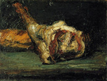 Репродукция картины "still life bread and leg of lamb" художника "сезанн поль"