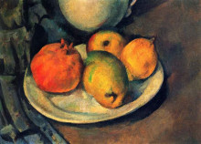 Репродукция картины "still life with pomegranate and pears" художника "сезанн поль"
