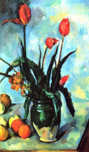 Репродукция картины "tulips in a vase" художника "сезанн поль"