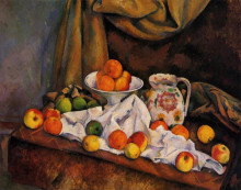 Репродукция картины "fruit bowl, pitcher and fruit" художника "сезанн поль"