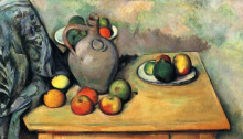 Репродукция картины "still life, jug and fruit on a table" художника "сезанн поль"