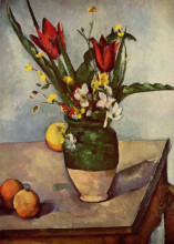 Копия картины "still life, tulips and apples" художника "сезанн поль"