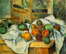 Репродукция картины "table, napkin and fruit" художника "сезанн поль"