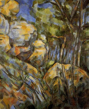 Репродукция картины "rocks near the caves below the chateau noir" художника "сезанн поль"