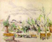 Репродукция картины "the garden terrace at les lauves" художника "сезанн поль"