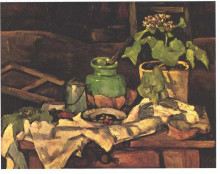 Копия картины "flower pot at a table" художника "сезанн поль"