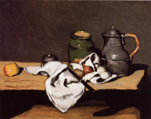 Картина "still life with green pot and pewter jug" художника "сезанн поль"