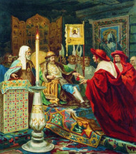 Репродукция картины "prince alexander nevsky receiving papal legates" художника "семирадский генрих"