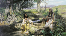 Репродукция картины "christ and the samaritan woman" художника "семирадский генрих"