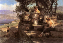 Репродукция картины "by a spring" художника "семирадский генрих"
