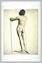 Копия картины "мужчина стоит, опершись на палку" художника "сёра жорж"