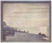 Копия картины "устье сены в онфлёре, вечер" художника "сёра жорж"