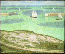 Копия картины "порт-ан-бессен, вход в гавань" художника "сёра жорж"