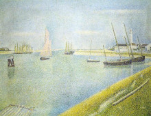Репродукция картины "канал в гравлине, в направлении моря" художника "сёра жорж"