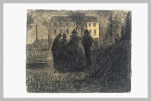 Копия картины "группа фигур перед домом и несколько деревьев" художника "сёра жорж"