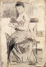 Репродукция картины "сидящая женщина" художника "сёра жорж"