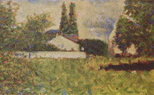 Картина "дом меж деревьев" художника "сёра жорж"