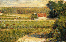 Копия картины "дом с красной крышей" художника "сёра жорж"