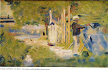 Картина "мужчина красит свою лодку" художника "сёра жорж"