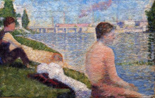 Копия картины "сидящий купальщик" художника "сёра жорж"