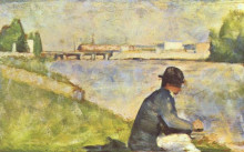Картина "сидящий мужчина. этюд для &quot;купальщиков в асньере&quot;" художника "сёра жорж"