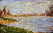Копия картины "берега реки" художника "сёра жорж"