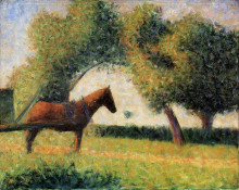 Репродукция картины "лошадь и телега" художника "сёра жорж"