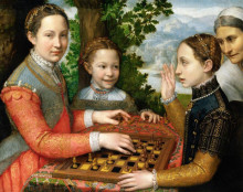 Картина "lucia, minerva and europa anguissola playing chess" художника "ангиссола софонисба"