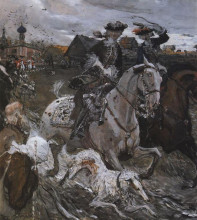 Картина "выезд императора петра ii и цесаревны елизаветы петровны на охоту" художника "серов валентин"