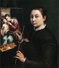 Копия картины "self-portrait at the easel" художника "ангиссола софонисба"