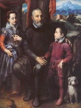 Картина "family portrait, minerva, amilcare and asdrubale anguissola" художника "ангиссола софонисба"