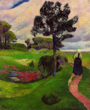 Картина "mother and child on a breton landscape" художника "серюзье поль"