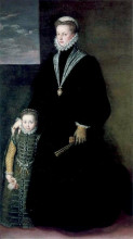 Картина "portrait of juana of austria with a young girl" художника "ангиссола софонисба"