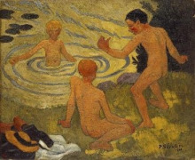 Копия картины "boys on a river bank" художника "серюзье поль"