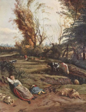 Репродукция картины "pasture with two sleeping shepherdesses" художника "сиберехтс ян"