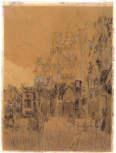 Репродукция картины "dieppe, study no. 2, facade of saint-jacques tower" художника "сикерт уолтер"