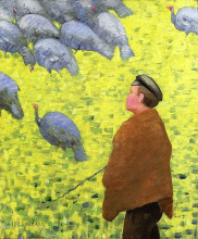 Копия картины "the guardian of turkeys" художника "ангран шарль"