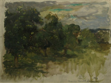 Репродукция картины "forest edge in france" художника "симониди мишель"