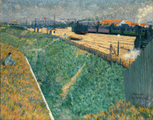 Репродукция картины "the western railway at its exit from paris" художника "ангран шарль"