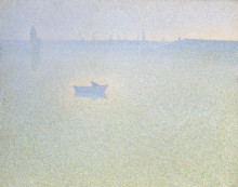 Репродукция картины "the seine at dawn" художника "ангран шарль"