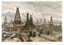 Картина "the petroleum oil wells at baku, on the caspian" художника "симпсон уильям"