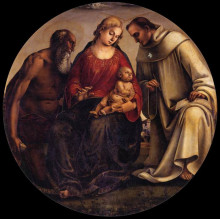 Репродукция картины "virgin and child with sts jerome and bernard of clairvaux" художника "синьорелли лука"