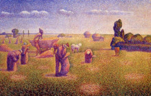Репродукция картины "the harvesters" художника "ангран шарль"