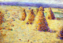 Копия картины "hay ricks in normandy" художника "ангран шарль"